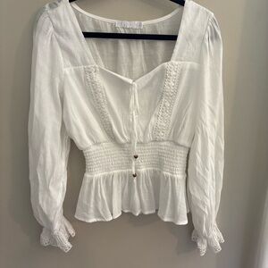 Chic White Smocked Blouse